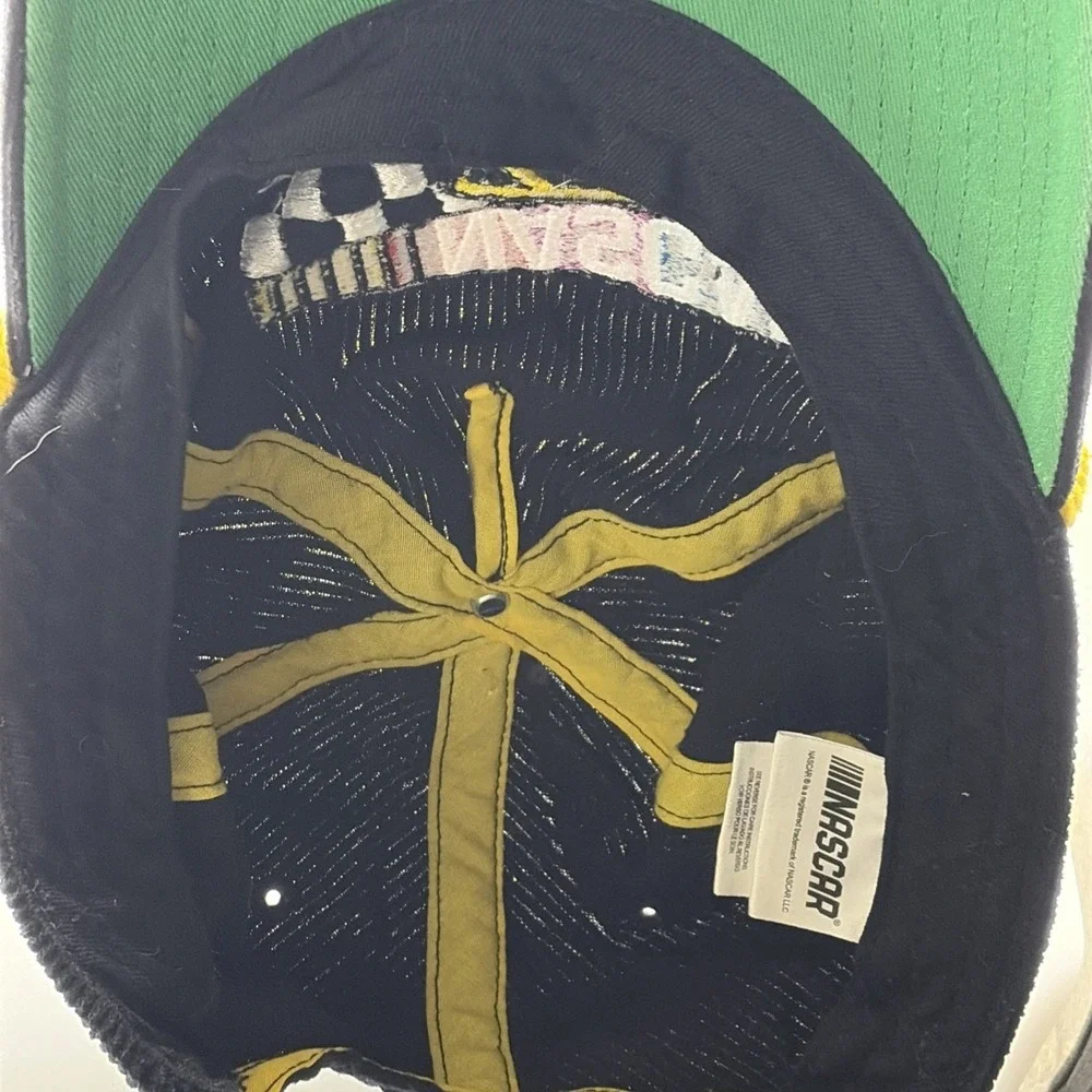 NASCAR RACING Corduroy Baseball Trucker Hat‎ Cap Black Yellow Rope SnapBack